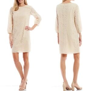 Preston & York NWOT❗️Cream Eyelet Lace Dress Boat Neck Shift